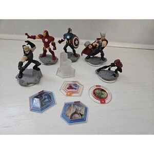 Disney Infinity 2.0 Marvel Avengers Lot Thor Widow Iron Man Hulk Discs & Crystal